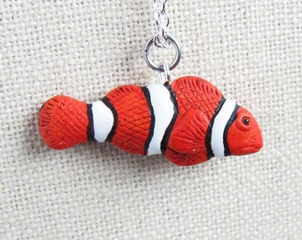 Clownfish Ceramic Necklace - clown fish, nemo fish (R3A)