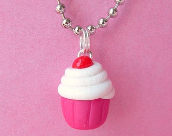 Classic Cherry Cream Cupcake Necklace