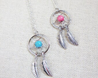 Dreamcatcher Silver Wire-wrapped Necklace  (T4)