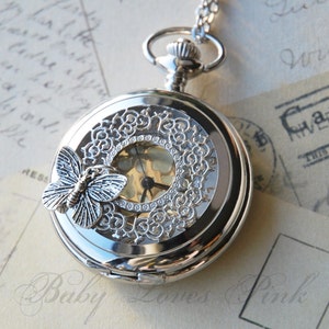 Butterfly Effect Silver Watch Necklace R1C1 image 1