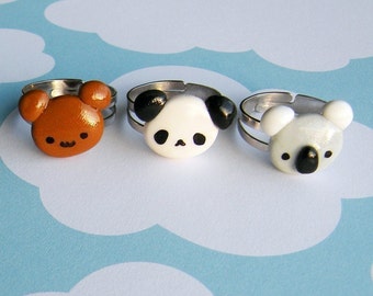 Kawaii Cutie Bear Rings - Teddy, Koala, Panda