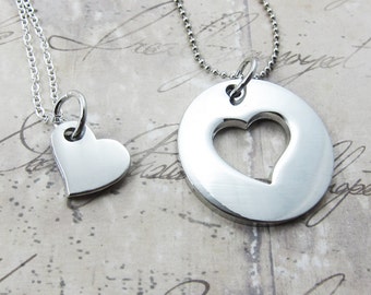 Heart in Circle Matching Couples Necklace - Set of 2 Couples Necklace (T5)