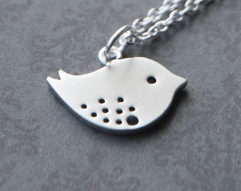 Bird Necklace - White Gold Bird  (R4B-E4)