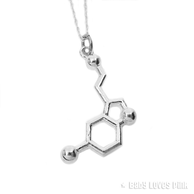 Serotonin the Happy Hormone Necklace biochemistry science happy molecule T4 image 2