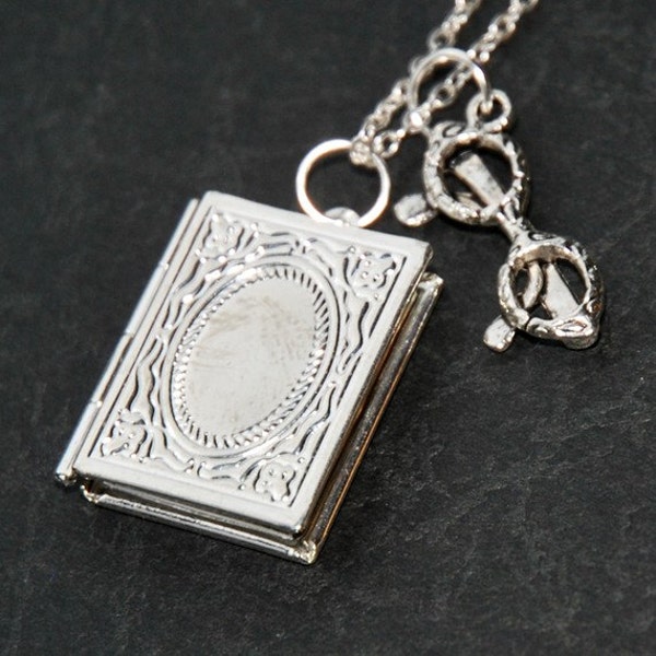 The Reader's Necklace - teacher necklace, librarian necklace, student necklace, photo locket keepsake (R2D1)
