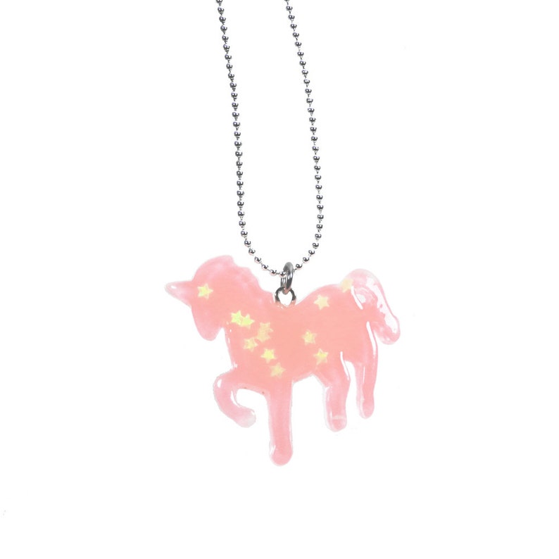 Unicorn Star Glitter Necklace Hot Pink, Light Pink, Lilac, White, Light Blue image 4