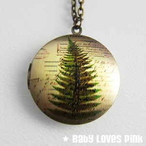 Fern Botanic Leaf Locket Necklace - Brass Photo Locket  (R3B-A1)