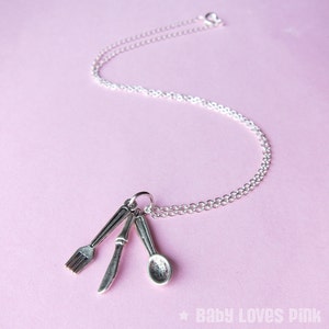 Mini Spoon, Fork, Knife Utensils Necklace  (T3)