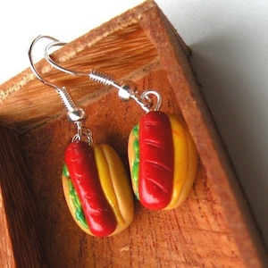 Boucles d'oreilles hot-dog faites main