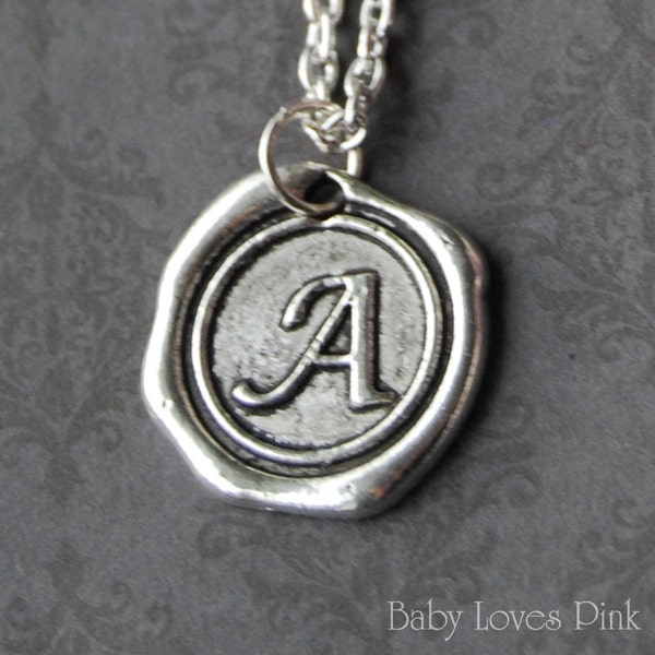Custom Stamped Wax Seal Necklace - Personalized Initial Name Pendant - Choose your own letter