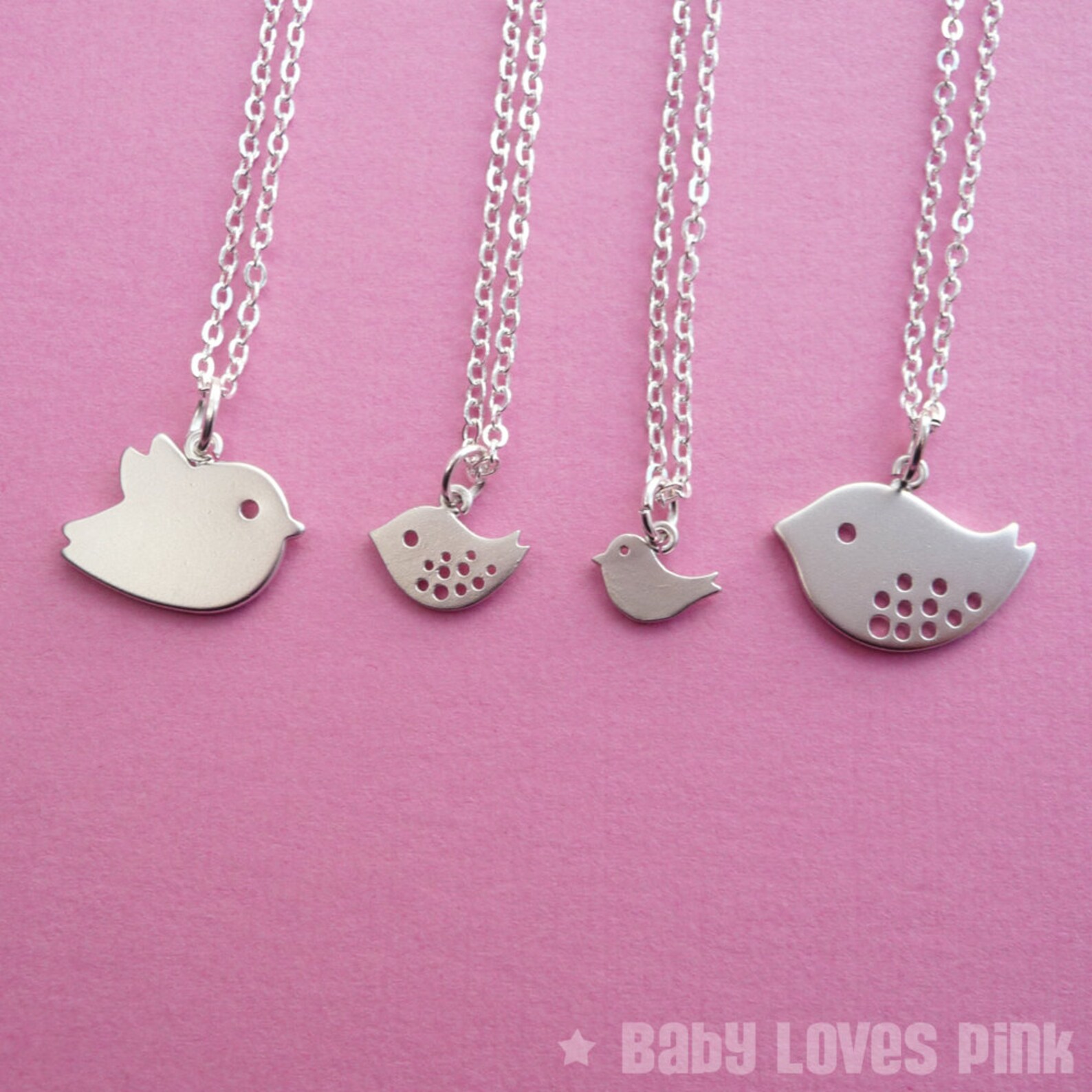 Family Set of 4 Bird Necklace Best Friend and Family Etsy