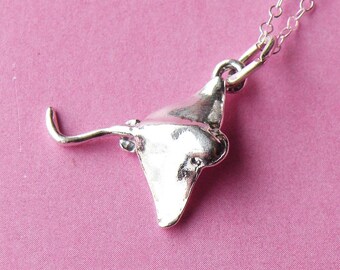 Sterling Silver 3D Bat Ray Necklace