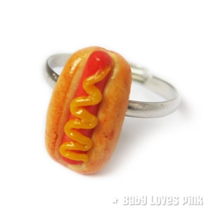 Hot Dog Ring - Handmade fast food miniature hot dog