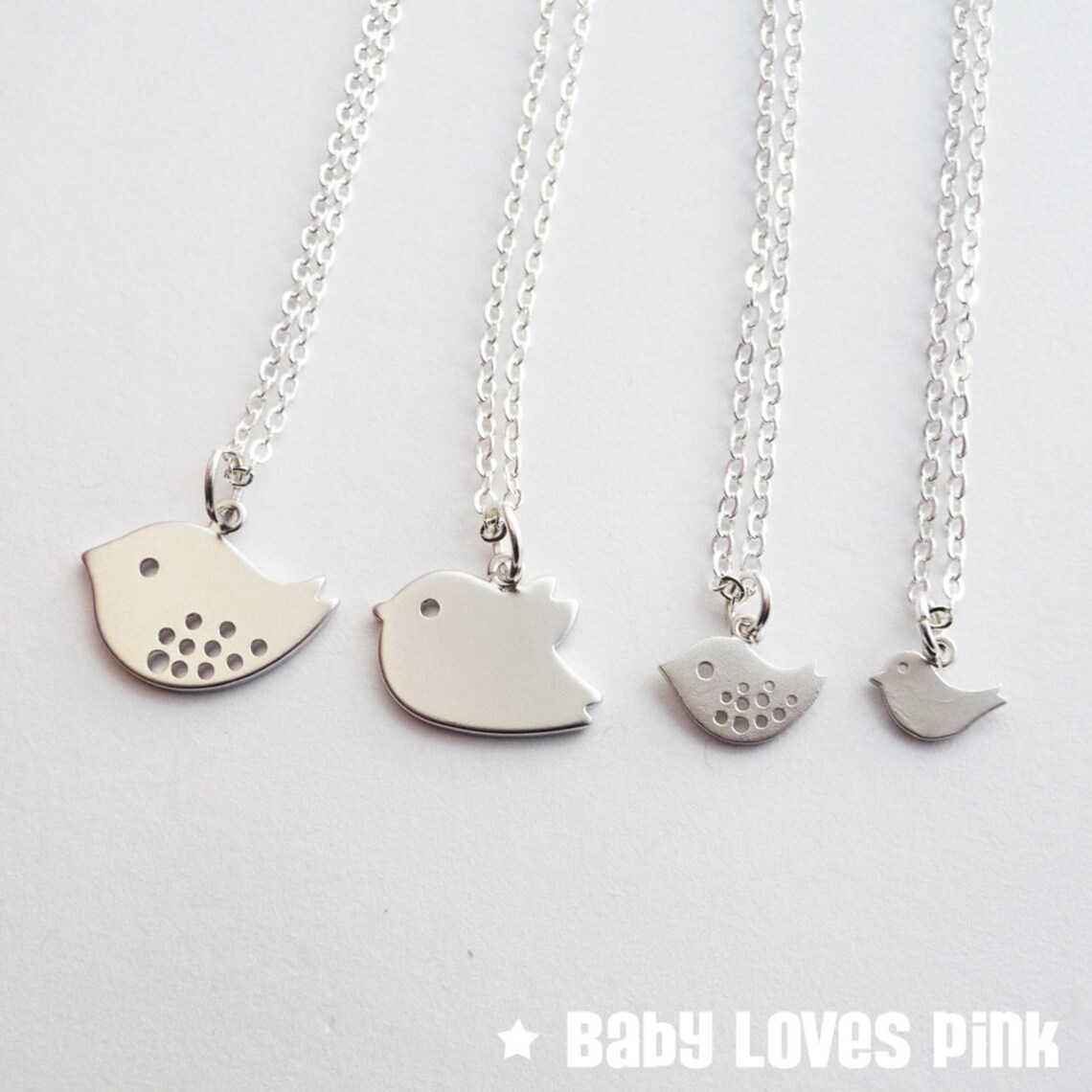 Family Set of 4 Bird Necklace Best Friend and Family Etsy