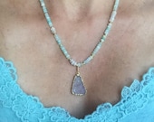 Champagne Druzy Necklace Champagne Druzy and Peruvian Opal Necklace Boho Chic Druzy Necklace