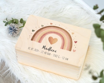 Personalized baby keepsake box with name, baby gift, rainbow design, baby memory box, christening gift, personalized baby gift, birth