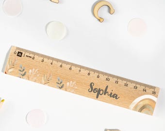Produktbild von Personalisiertes Lineal 15cm Mit Namen - Einhorn Motiv Für Schultüte & Einschulung