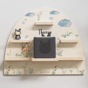 Tonie Regal Figuren Kinderzimmer, Wanddeko Holz mit Reh Motiv, Aufbewahrung, Standregal, Geburtstagsgeschenk, Wohndeko Kinderzimmer