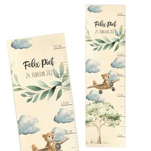 Messlatte Kinder personalisiert, individuelle Messleiste Kinderzimmer mit Name, Datum und Leopard, perfektes Geschenk zur Geburt Kinder