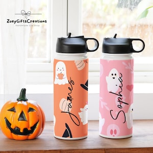Personalized Kid Tumbler, Halloween Kids Bottle, Halloween Birthday Gifts, Halloween Pumpkin Water Bottle, Toddler Gift, Back to School Gift