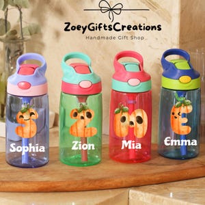 Personalized Kids Water Bottle, School water bottle, Halloween party, Kids Halloween, Pumpkin Monogram, Gifts for Kid, Halloween Bottle