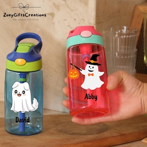 Personalized Halloween School Water Bottle, Halloween Birthday, Kid water bottle, Kid Gift, Gift for kid, Halloween gift kids, Party kids-DE