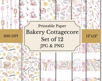 Motivo senza soluzione di continuità per dolci ad acquerello / Carta digitale per la cucina / Motivo senza soluzione di continuità per utensili da forno / Carta digitale per panetteria / Cucina in stile cottagecore