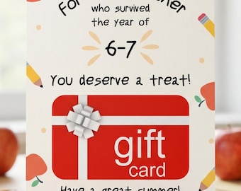 Divertente porta carte regalo di fine anno per insegnanti, stampabile / Se sei sopravvissuto alla mania delle classi 6-7 / Regalo di ringraziamento per insegnanti modificabile / Modello Canva