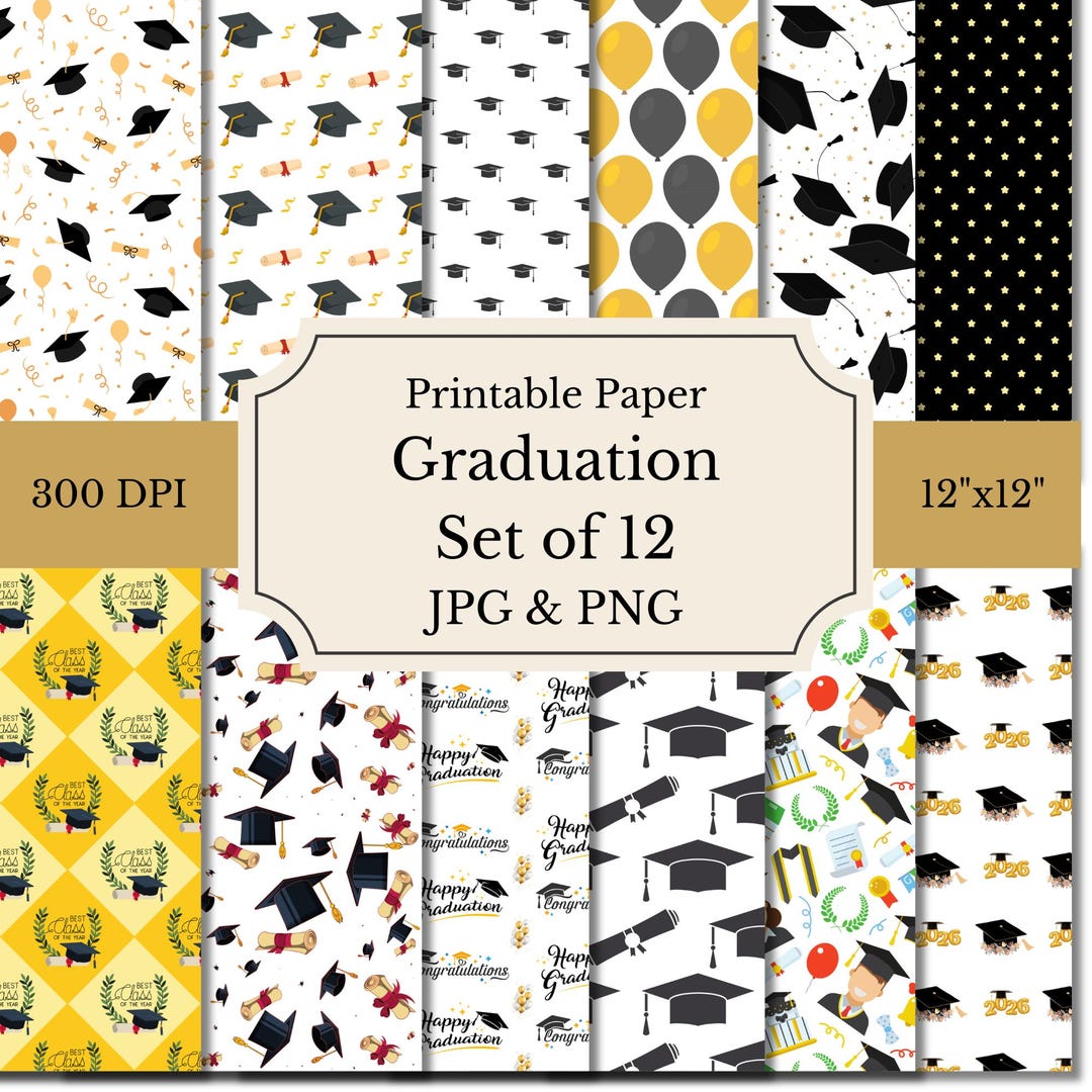 Graduation Paper Design Graduation Seamless Pattern, Graduation Digital Paper, Class of 2026 ...