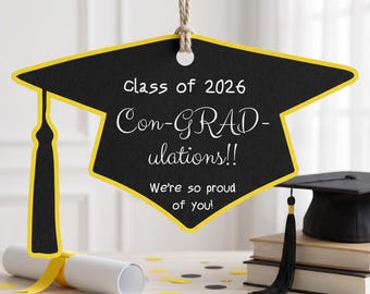 Etichetta per la classe di diplomati del 2026 / Etichette stampabili per bomboniere di fine anno scolastico / Etichetta regalo per la festa di diploma con cappello da laureato