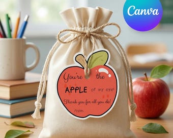 Etichette regalo personalizzabili per la fine dell'anno scolastico / Etichette regalo per ringraziare gli insegnanti / Etichette a forma di mela per insegnanti / Etichette regalo "Sei la mela dei miei occhi"