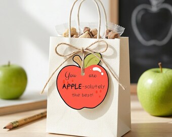 Etichette regalo stampabili per la fine dell'anno scolastico / Etichette regalo per ringraziare gli insegnanti / Etichette a forma di mela per insegnanti / Etichetta regalo "Sei assolutamente una mela"