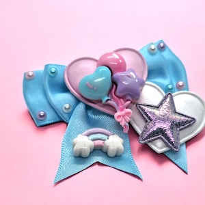 Cute hair bow 2-Set hairclip clip sweet kawaii pink blue pastelgoth Lolita cosplay fairykei cabochons resin decora rainbow pastel balloons