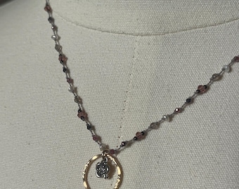 Hand Knotted Freshwater Pearl Necklace, Goldfilled Sterling Flower