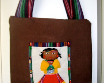 Tarahumara Doll verfraaid portemonnee met Guatemalteekse voering