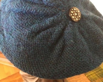 Single Cable Beret with Rhinestone Button