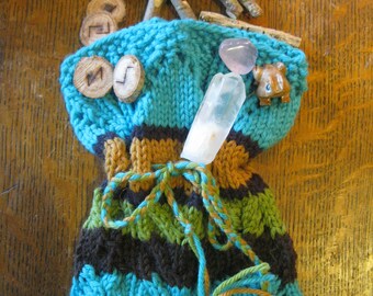 Rune Bag or Pouch for all your Magical Treasures~hand knitted