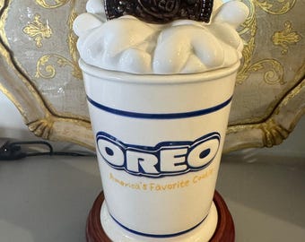 Original Nabisco Oreo Glass Countertop Storage Display Cookie Jar