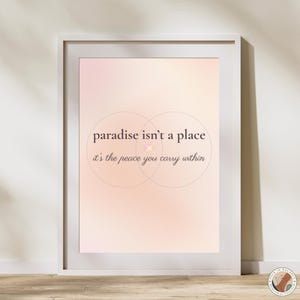 Affiche imprimable devis, décoration spirituelle, art mural paisible, cadeau de bien-être, maison minimaliste, impression bohème paradis, esprit de pleine conscience