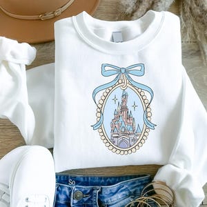 Disney Castle Sweatshirt, Blue Coquette Disney Sweatshirt, Magic Kingdom Sweatshirt, Disney Girl Trip Sweatshirt, Cute Disneyworld Family