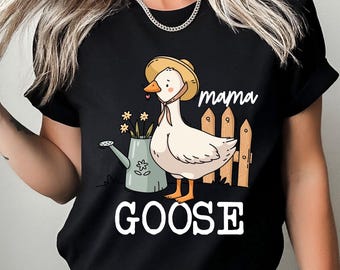 Mama Goose T-Shirt, Silly Goose Birthday Party T Shirt, Cute Mama Gift, Mother Days Shirt, Funny Mama Tee, Floral Goose Mom Shirt,Trendy Mom