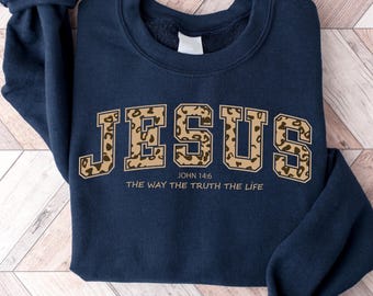 Jesus Cheetah Sweatshirt, Bible Verse Sweatshirt, Faith Christian Sweater