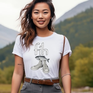 Funny Fih Shoes Shirt, Misspelled Fish Meme T-Shirt, Weird Humor Graphic Tee, Silly Fish Joke Shirt, Absurd Trendy Meme Shirt