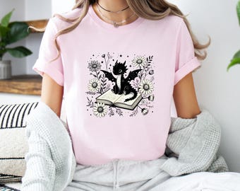 Bookworm Dragon Shirt, Fantasy Reader Tee, Book Lover Top, Literary Gift for Readers