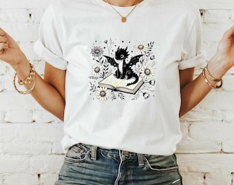 Bookworm Dragon T-Shirt, Fantasy Reader Tee, Cute Book Lover Shirt