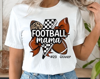 Football Mom Shirt, Personalized Football Mom T Shirt, Custom Football Mama Tee with Name,Game Day Shirt,Football Mom Gift,Football Mama Tee