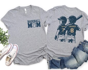 Custom Baseball Mom Shirt with Kids Names,Game Day T-Shirt,Personalized Sports Mom Tee,Baseball Mom Gift,Team Support Shirt,Sports Mom Gifts