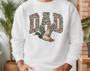 Camo Dad Sweatshirt, Duck Hunting Sweater, Mallard Duck Hunting Pullover