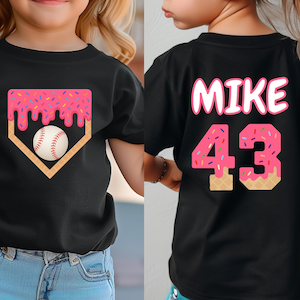 Personalized Boy Baseball Drip T-Shirt, Custom Baseball T Shirt for Kid, Bulk Team Gift, Ice Cream Drip Tee, Easter Basket Gift, Trendy Kids