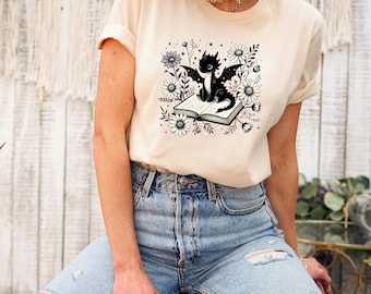 Bookworm Dragon Shirt, Fantasy Reader Tee, Book Lover Top, Dragon Reading Tee, Literary Gift Shirt